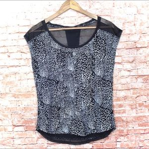 Fabletics | White/Black Splatter Mesh Workout Top